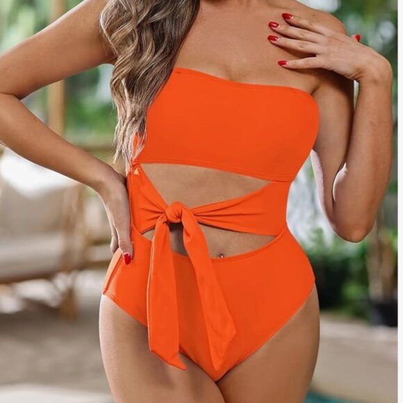 Other - Bandeau strapless tie cut out one piece